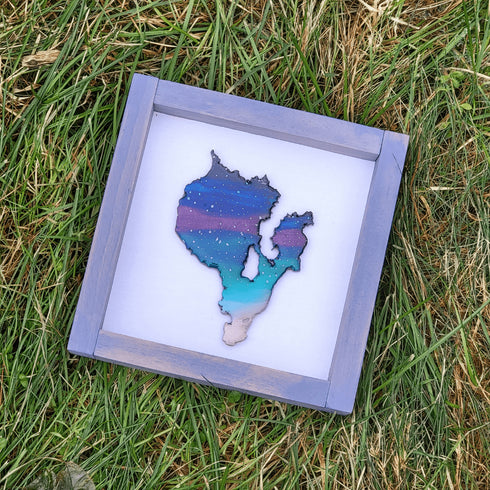 Mini Sebago Lake Aurora Framed Sign-Gray